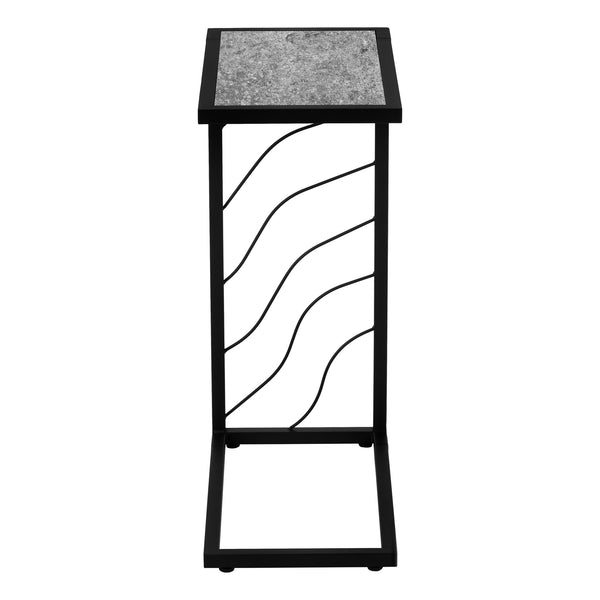 English Elm Accent Table, C-Shaped Design For Living Room And Bedroom, Grey Laminate Top With Black Metal Base B2710P219256