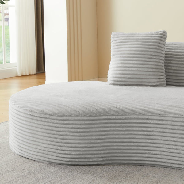 English Elm Contemporary Corduroy Compressed Upholstered Curved Sectional Sofa with Spring Cushions, No Assembly Required, Chic Lounge Appeal LIGHT GREY W2339S00059