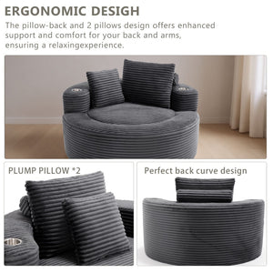 English Elm Round Cloud Sectional Sofa Bed with Memory Foam Cushions for Studio Living Spaces Dark Grey W3224P444286