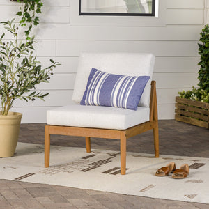 English Elm Walker Edison - Modern Outdoor Spindle Style Armless Sectional crafted from responsibly sourced eucalyptus with weather-resistant linen cushions and easy assembly instructions for durable, eco-friendly patio comfort Natural 37 L x 28 W x 14.5 H B185P326699