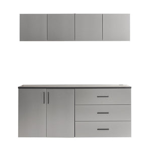 English Elm Astro Garage Cabinet Set - 5-Piece Modern Metallic Grey Storage Solution For Tools & Supplies B040S00128