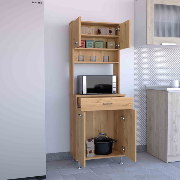 English Elm Della 60" Kitchen Pantry Cabinet - Light Oak With Countertop & Versatile Storage For Small Spaces B07091842