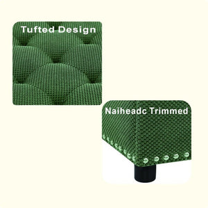English Elm Storage Ottoman Tufted Nailhead Trim Lift Top Footstool for Living Room or Bedroom Green W5568P447090