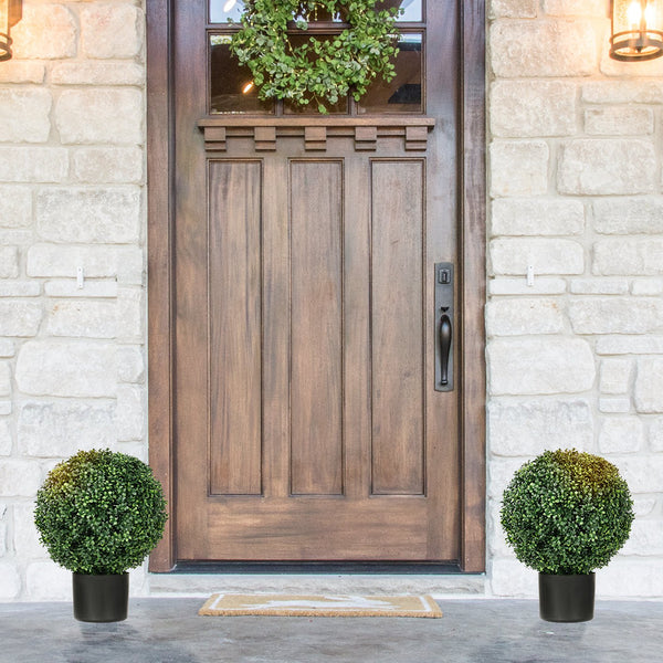 English Elm Homcom Set Of 2 20.5" Lifelike Boxwood Topiary Trees For Indoor/Outdoor Decor, Low Maintenance Greenery W2225P217289