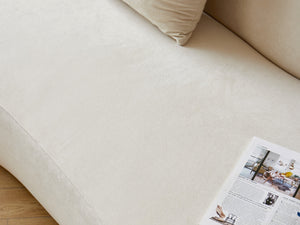 English Elm 132" Curved Sofa with Velvet Upholstery, Luxurious 6-Seater Half Moon Design for Modern Spaces Ivory B2735S00028