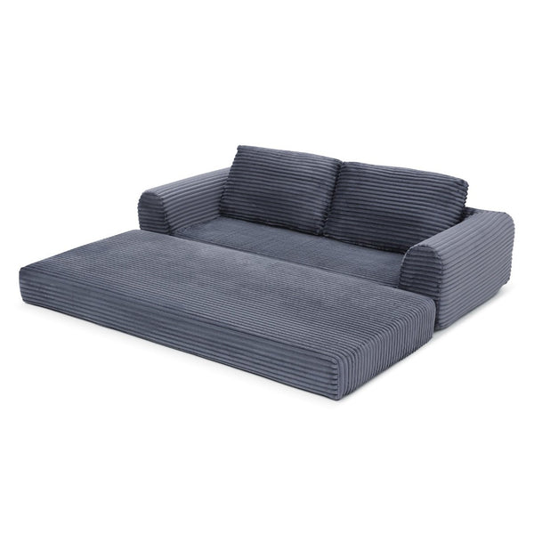 English Elm 2-in-1 Corduroy Futon Sofa Sleeper with Foam Fill and Modular Floor Profile Grey W1117P417293