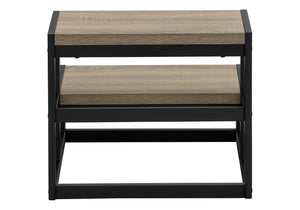 English Elm Ladder, Step Stool with Dark Taupe Laminate Treads and Matte Black Metal Frame B2710P219496