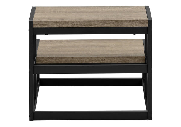 English Elm Ladder, Step Stool with Dark Taupe Laminate Treads and Matte Black Metal Frame B2710P219496