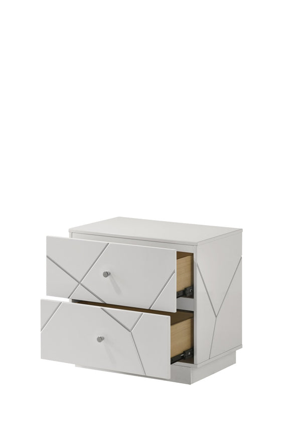 English Elm Esther Two Drawer Gloss Lacquer Nightstand with Embossed Detail for Modern Bedrooms B2726P442556
