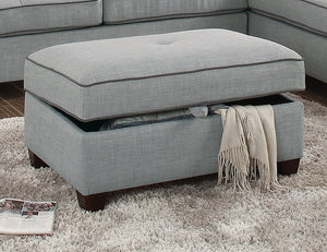 English Elm Beautiful 3-pcs Sectional Sofa with Reversible Chaise and Storage Ottoman Plush Summer Hues Comfort LIGHT GREY 76 L x 35 W x 16 H B011S01055