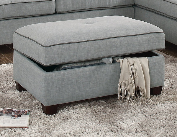 English Elm Beautiful 3-pcs Sectional Sofa with Reversible Chaise and Storage Ottoman Plush Summer Hues Comfort LIGHT GREY 76 L x 35 W x 16 H B011S01055