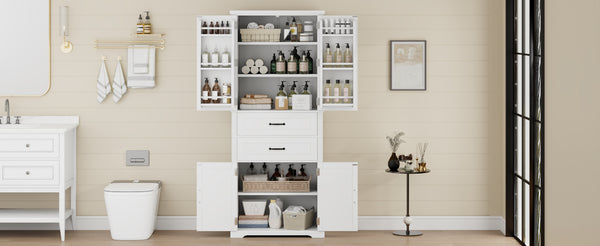 English Elm Christopher Knight Home® - Storage Cabinet 72.5" Tall Multi-Shelf Organizer with 2 Deep Drawers, Adjustable Shelf & Anti-Tip Safety White N759P293426K