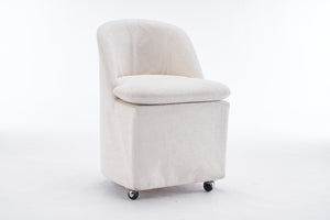 English Elm 058-Set Chenille Fabric Dining Chairs with 360° Swivel Wheels, Ergonomic Upholstered Seating, 250 lb Capacity Beige W527P242552