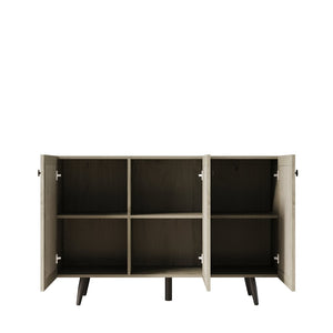 English Elm Storage Cabinet With Three Doors - Versatile Gray Wood Sideboard Buffet For Kitchen & Living Room W2702P202500-GIGA