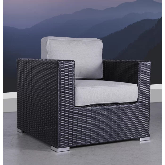 English Elm Fully Assembled Grey Mix Patio Chair with Cushions — Wicker, Aluminum Frame, Weather & UV Resistant Comfort B120P206055