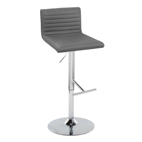 English Elm Mason Contemporary Adjustable Barstool Set Of 2 - Chrome, Walnut, Grey Faux Leather, Swivel Comfort B202S00976