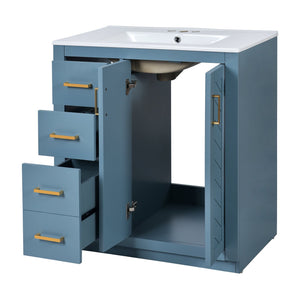 English Elm 30'' Stylish Bathroom Vanity Set With Ceramic Sink, Soft-Close Doors, Solid Wood Frame & Modern Design N710P191970M