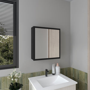 English Elm Medicine Compact Wall Cabinet with Mirror Door, Engineered Wood Storage, Durable, Space-Saving Design Black 27.17 L x 24.8 W x 4.33 H B097P250885