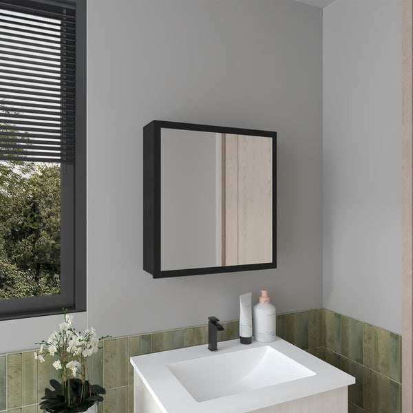 English Elm Medicine Compact Wall Cabinet with Mirror Door, Engineered Wood Storage, Durable, Space-Saving Design Black 27.17 L x 24.8 W x 4.33 H B097P250885