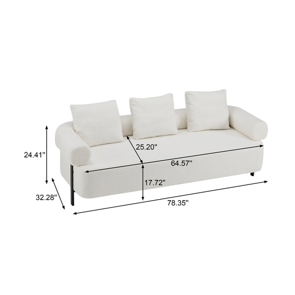 English Elm Christopher Knight Home® - 78" Modern 3-Seater Upholstered Sofa with Plush Pillows, Bouclé Fabric, Sturdy Frame, Cozy Style Beige N767P308857B