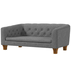 English Elm PawHut Elevated Dog Sofa Bed for Small/Medium Dogs up to 44 lbs, Removable Cushion, Slip-Resistant Wood Frame W2225P229365