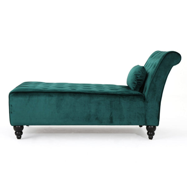English Elm Chaise Lounge Velvet Upholstered Accent Chair with Birch Legs for Living Room Decor N776P412298T