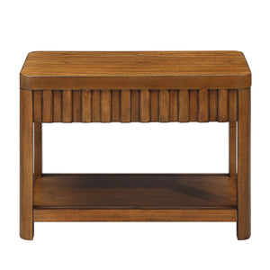 English Elm 25'' Rectangular Farmhouse End Table with Solid Pine Legs, Waterproof Veneer, Open Shelf, Rounded Corners, Easy Assembly, Rustic Walnut Finish W1202P177312