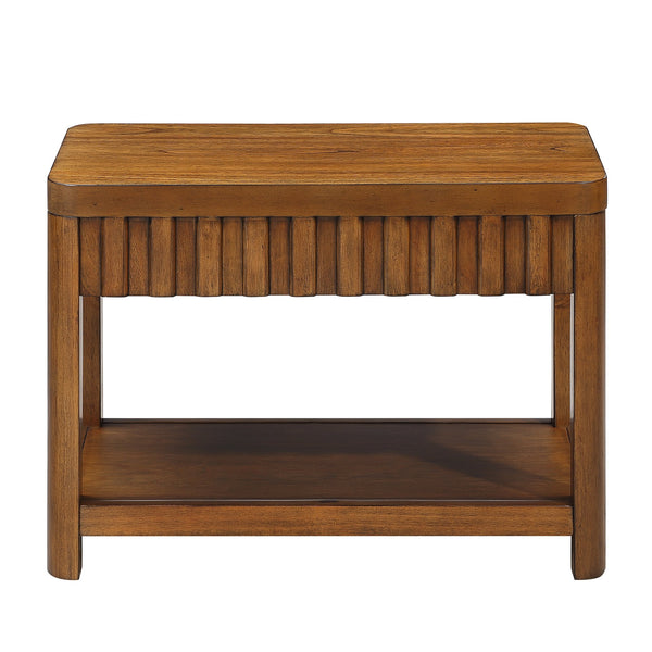 English Elm 25'' Rectangular Farmhouse End Table with Solid Pine Legs, Waterproof Veneer, Open Shelf, Rounded Corners, Easy Assembly, Rustic Walnut Finish W1202P177312