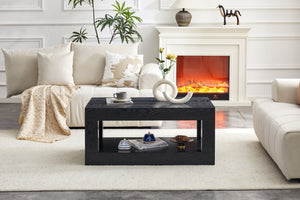English Elm Modern Two Tier Rectangular Coffee Table with Open Shelf Storage for Living Rooms W3875P389554
