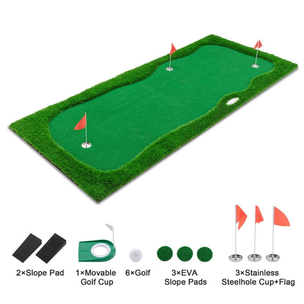 English Elm 12x5 Ft Putting Green Mat Pp Turf with Three Holes Flags for Indoor Outdoor Practice W1422P289867