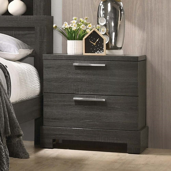 English Elm Grey Oak Romantic 2-Drawer Nightstand with Smooth Kenlin Glide, Dovetail Construction & Sturdy Build B062P209011