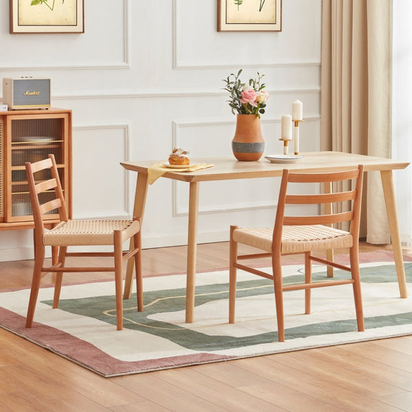 English Elm Dining Chairs with Handwoven Rope Seats and Iron Frame Mid Century Modern Set of 2 Beige,Natural T3623P431438