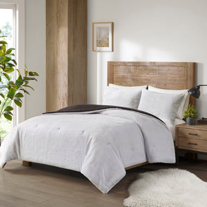 Madison Park Sawyer Glam/Luxury Faux Fur to Mink Down Alternative Comforter Set MP10-8111 Ivory