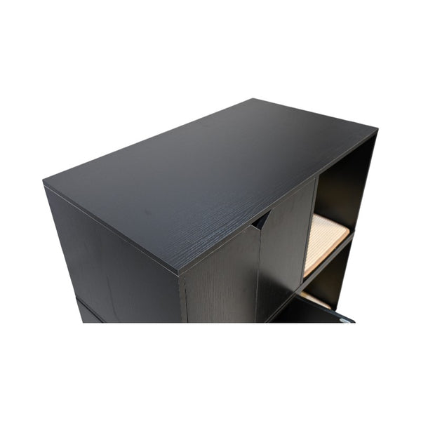 English Elm 35.83" Modern Black Cat Litter Box Enclosure with Durable PB/MDF Build and Corrugated Scratch Pad W1412P271585