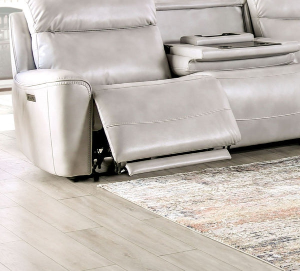 English Elm Power Reclining L-shaped Sectional with Wireless Charging Console and Zero Gravity Leatherette Taupe B2741S00786