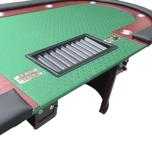English Elm 96" Oval Speed Cloth Poker Table Seats 10 with Wooden Rail and Built-in Chip Tray W2748S00021
