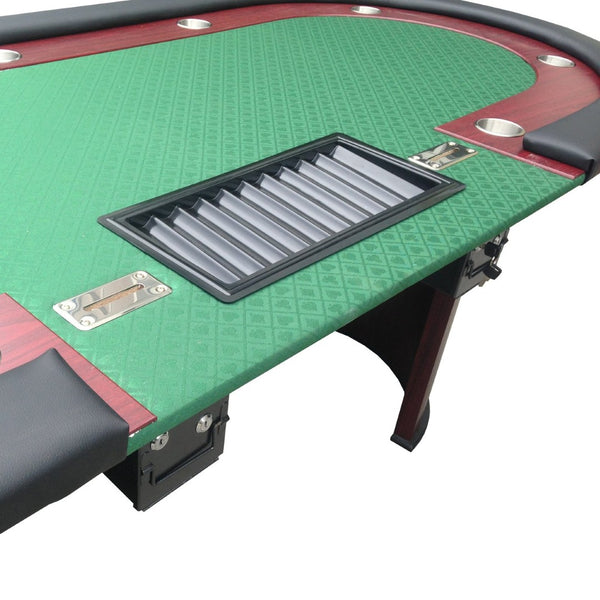 English Elm 96" Oval Speed Cloth Poker Table Seats 10 with Wooden Rail and Built-in Chip Tray W2748S00021