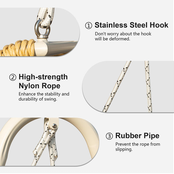 English Elm Outdoor 2-Seat Patio Porch Swing with Steel Frame, PE Rattan, 750lb Capacity, Plush Cushions, Weatherproof White W1859S00076