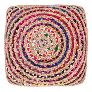 English Elm Margo Handcrafted Jute Cotton Braided Square Pouf Bohemian Footrest for Living Rooms B136P427594
