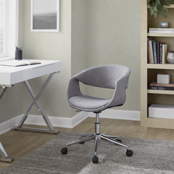 English Elm Task Chair with Chrome Five Star Base Grey Fabric Seat for Modern Home Office Use B202P474178