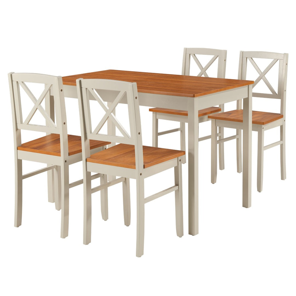 English Elm 5-piece Solid Rubberwood Dining Set Seats Four with Space Saving Design for Apartments W2896P419919