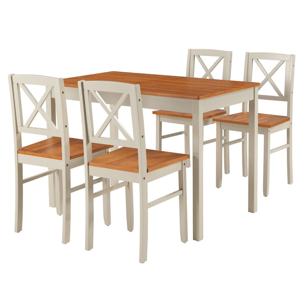English Elm 5-piece Solid Rubberwood Dining Set Seats Four with Space Saving Design for Apartments W2896P419919