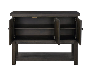 English Elm Distressed Walnut Server with 3 Doors, 1 Shelf, Square Wooden Legs, Classic Clean-Lined Storage Elegance B062P215509