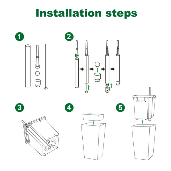 English Elm 22"Tall Modern Planter Set of 2 Black – Self-Watering Porch Pots with Drainage, Inner Bucket, Gauge W3101P335175