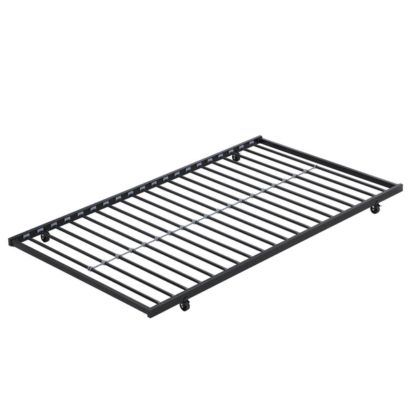 English Elm Twin Twin Over Twin Metal Bunk Bed with Trundle Black - Space-Saving, Sturdy Steel Frame, Quiet Stairs W2297P293753
