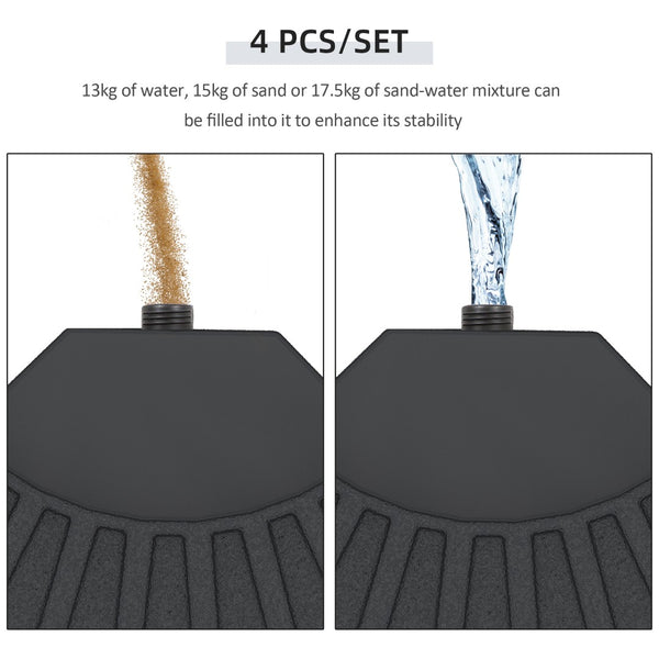English Elm Outsunny 4-Piece Modular Patio Umbrella Base Set - Heavy-Duty, Weather-Resistant For Stability W2225P174202-GIGA
