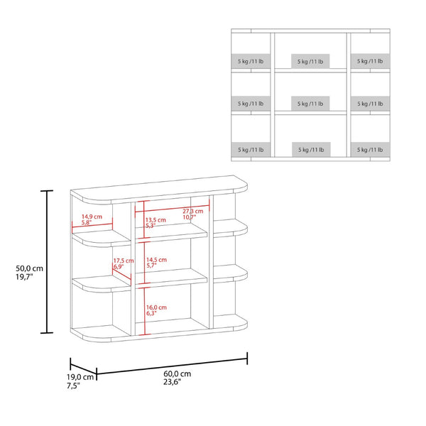 English Elm Medicine Cabinet with Mirrored Door Six Open Shelves Light Gray Bathroom Wall Storage B097133146