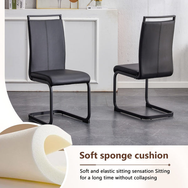 English Elm Table And Chair Set - Modern Black Wood Dining Table With 4 Ergonomic Pu Chairs & Stylish Legs W1151S04304-GIGA