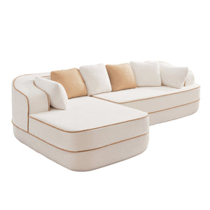 English Elm 106" L-Shaped Teddy Velvet Sofa - No Assembly, Fluffy Comfort, Ergonomic Support For Cozy Living Room W714S01414