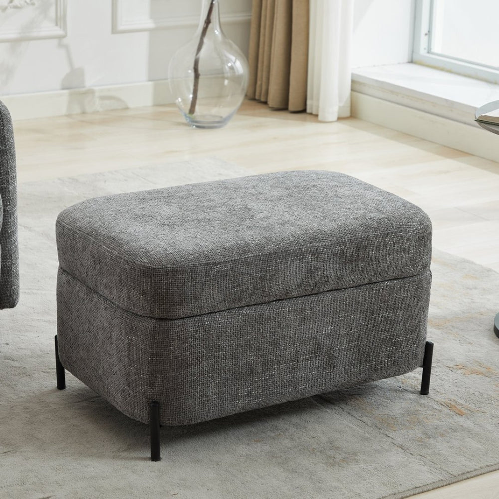 English Elm 30.3" Chenille Storage Ottoman with Lift Top Hidden Compartment for Entryway or Living Room W1298P248788